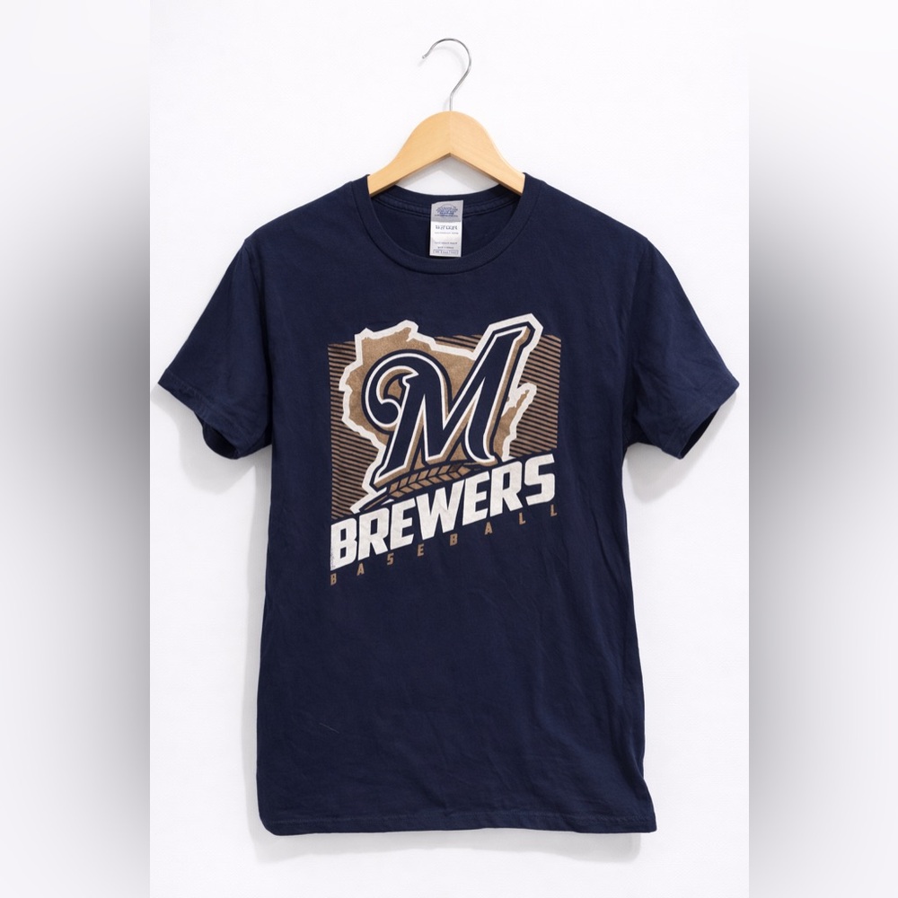 Milwaukee Brewers MLB Graphic T-Shirt Men’s Medium Navy Baseball Fan Tee